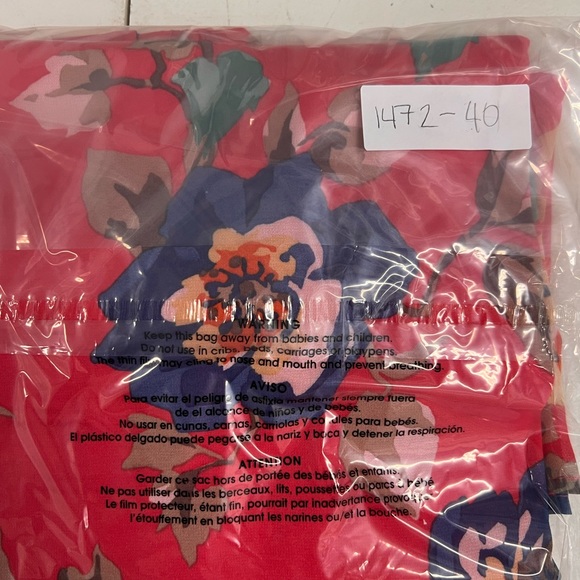 DEPRI Womens Red Floral Blouse Long Studded Cuff Sleeves Keyhole Tie Back - Picture 12 of 12